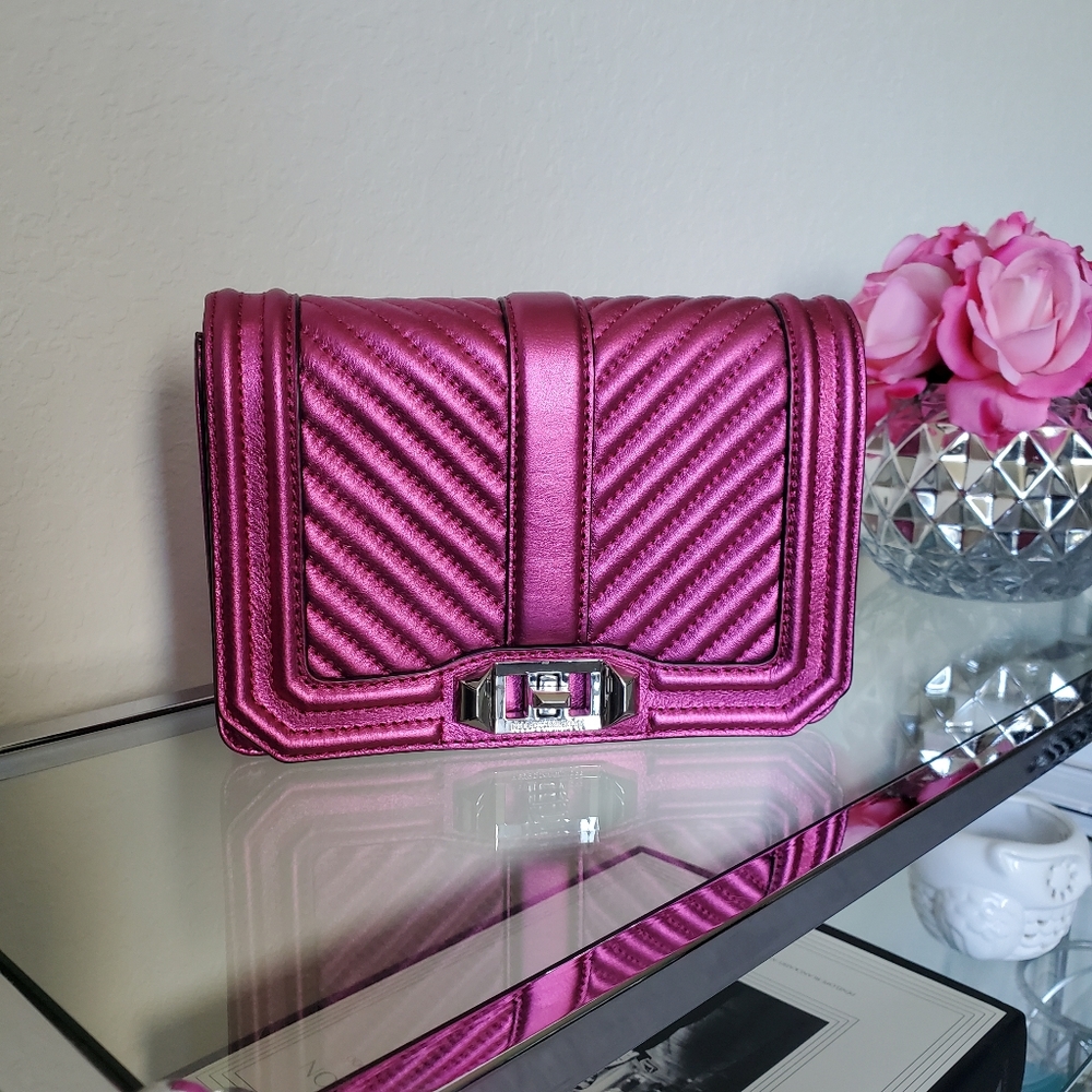 Rebecca Minkoff Small Love Metallic Pink Crossbody